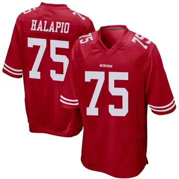 Men's Jon Halapio San Francisco 49ers Game Red Team Color Jersey