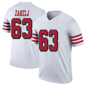 Men's Nick Zakelj San Francisco 49ers Legend White Color Rush Jersey