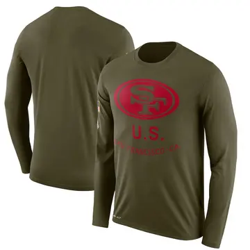 Men's San Francisco 49ers Legend Olive 2018 Salute to Service Sideline Performance Long Sleeve T-Shirt