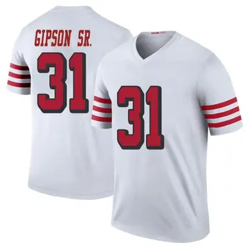 Men's Tashaun Gipson Sr. San Francisco 49ers Legend White Color Rush Jersey