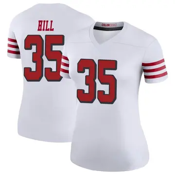 Women's Brian Hill San Francisco 49ers Legend White Color Rush Jersey