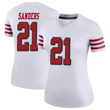 Women's Deion Sanders San Francisco 49ers Legend White Color Rush Jersey