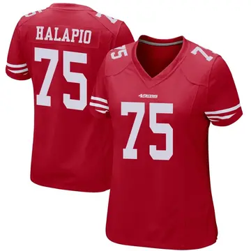 Women's Jon Halapio San Francisco 49ers Game Red Team Color Jersey