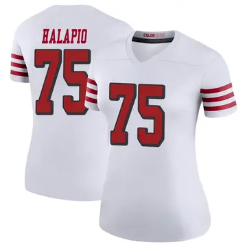 Women's Jon Halapio San Francisco 49ers Legend White Color Rush Jersey