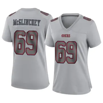 Women's Mike McGlinchey San Francisco 49ers Game Gray Atmosphere Fashion Jersey