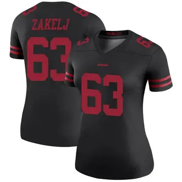 Women's Nick Zakelj San Francisco 49ers Legend Black Color Rush Jersey
