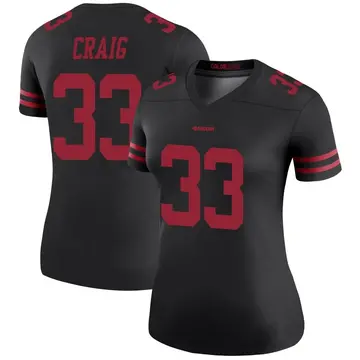 Women's Roger Craig San Francisco 49ers Legend Black Color Rush Jersey