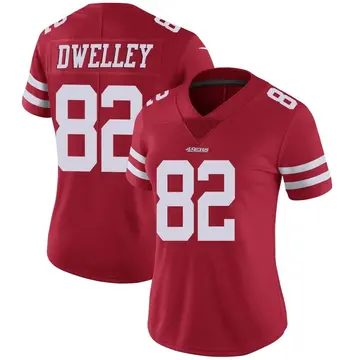 Women's Ross Dwelley San Francisco 49ers Limited Red Team Color Vapor Untouchable Jersey