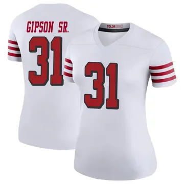 Women's Tashaun Gipson Sr. San Francisco 49ers Legend White Color Rush Jersey