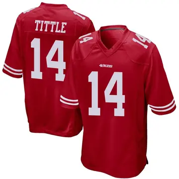 Youth Y.A. Tittle San Francisco 49ers Game Red Team Color Jersey